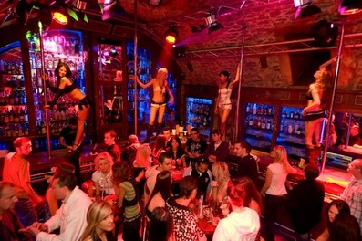 sexy women strip on club bar prague
